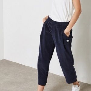 NWT Adidas navy blue corduroy wide leg crop pants